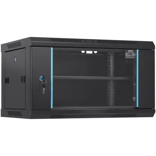 6U Wall Mount Network Server Cabinet, 39.4 cm Deep, Server Rack Cabinet Enclosure, 90.7 kg Max. Ground-mounted Load Capacity, with Locking Glass