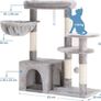 Cat Tree with Sisal Scratching Posts, Multi-Level Cat Tower, Cat climbing frame with large platform, basket, Light Grey Image 4