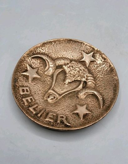 Max Le Verrier (1891-1973) Art-Deco Aries/Belier Zodiac Tray - Patinated Bronze, Signed
