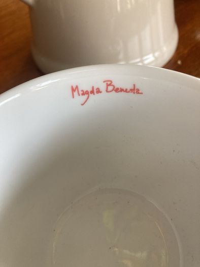 Magda Beneda Hand Painted Cup and Saucer