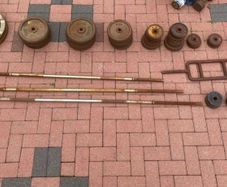 Assorted bars and cast iron weight plates