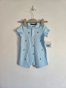 6m, With Tags Little Me Summer Romper Outfit with Boats