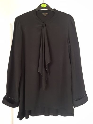 Massimo Dutti black blouse, shirt, top with ruffle, size S