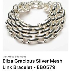 Eliza Gracious Silver Mesh Link Bracelet - EB0579