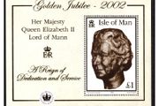2002 Isle of Man Her Majesty Queen Elizabeth II Lord of Mann Golden Jubilee 2002 Commemorative Stamp Miniature Sheet Mint Never Hinged (MNH)