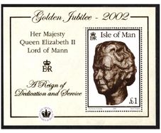 2002 Isle of Man Her Majesty Queen Elizabeth II Lord of Mann Golden Jubilee 2002 Commemorative Stamp Miniature Sheet Mint Never Hinged (MNH)