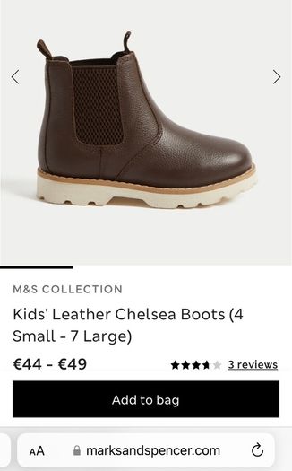 M&S unisex leather Chelsea boots 13 uk/ 32eur