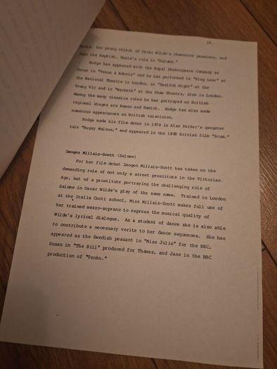 Salomes Last Dance Press Kit 1988