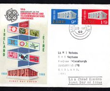 1969 Ireland Europa (CEPT) Commemorative Stamp Illustrated Addressed First Day Cover (FDC) with Baile Atha Cliath (Dublin) cancel
