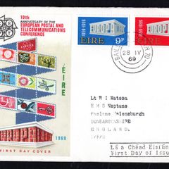 1969 Ireland Europa (CEPT) Commemorative Stamp Illustrated Addressed First Day Cover (FDC) with Baile Atha Cliath (Dublin) cancel