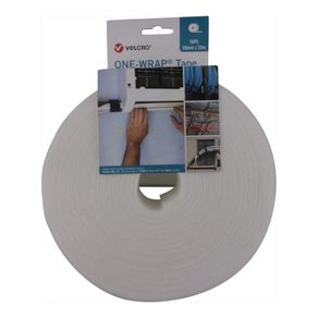 Velcro VEL-OW64178 White 50mm Wide ONE-WRAP Tape Roll of 25m