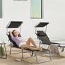 Sun Lounger, Deck Chair Folding, Sunbed, 193 x 53 x 29 cm, Max. Load 150 kg, with Sunshade Headrest Adjustable Backrest, Reclining Sun Chair for Terrace Pool Garden, Black (FREE POSTAGE) Image 2
