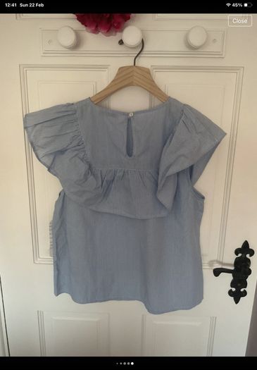 top bnwt size 12 blue frilled summer top