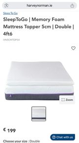 Harvey Norman Double Memory foam topper 5cm - Very good condition