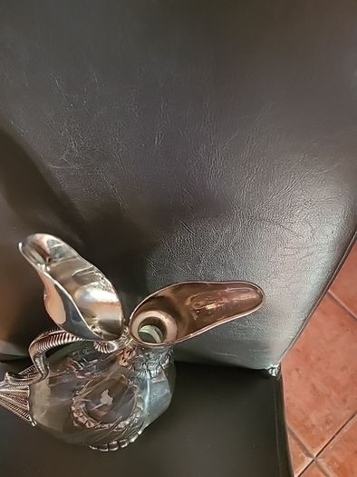 Nice Quality Silea Glass & Silverplate Duck Decanter. Circa 1970