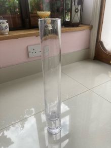 Vintage 80's Tall Cylindrical Clear Glass Vase