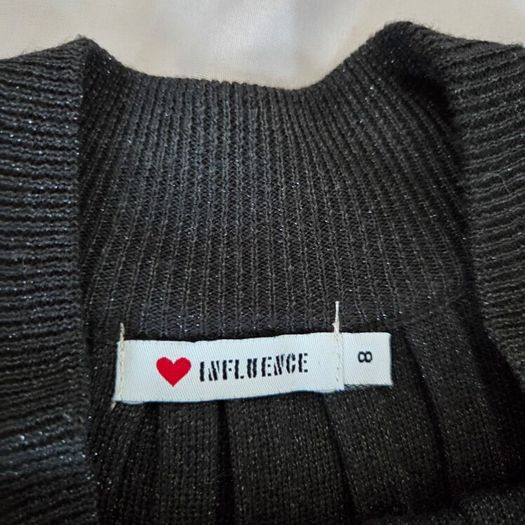 Black sparkly pleated top, size 8