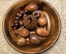 Carved Wooden Fruit.