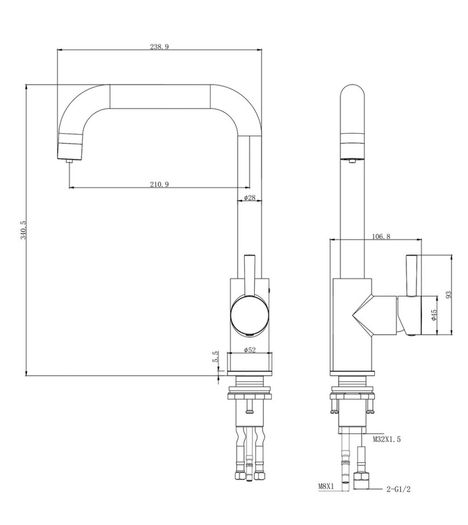 Black Kitchen Mixer Tap with Filtered Water