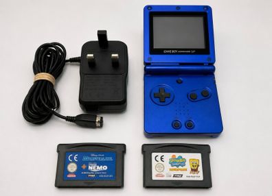 Nintendo Game Boy Advance SP Blue w Charger and 2 Games