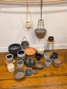 Large Bundle of 28 Plant Pots, Planters, Stands, Trays & Hanging Planters