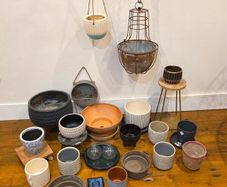 Large Bundle of 28 Plant Pots, Planters, Stands, Trays & Hanging Planters