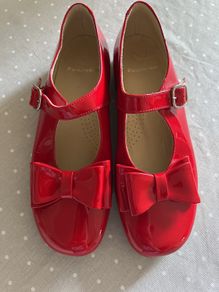 Panache red double bow shoes size Eu 37 Uk 4
