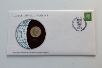 Canadian Quarter Dollar Caribou 1979 Coin Stamp cover BUNC