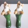 Pair of Leonardo Cats in Green Wellington Boots Image 7
