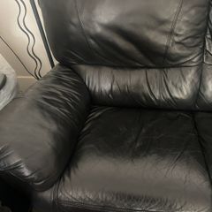 Black Leather 2 Seater Sofa