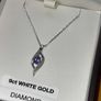 9ct White Gold Flame Diamond Pendant Necklace Chain Image 2
