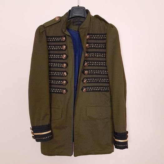 Zara Khaki Olive Green Military Hussar Style Jacket Size XS