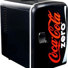Coke Zero 4L 6 Can Portable Cooler/Warmer,Compact Personal Travel Mini Fridge for Snacks Lunch Drinks,Includes 12V and AC Cords,Desk Accessory for Home Office Dorm (FREE POSTAGE)