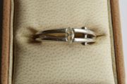 Vintage 925 Sterling Silver Ring with Marquise Cut Stone size P - 4,7g