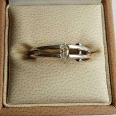 Vintage 925 Sterling Silver Ring with Marquise Cut Stone size P - 4,7g