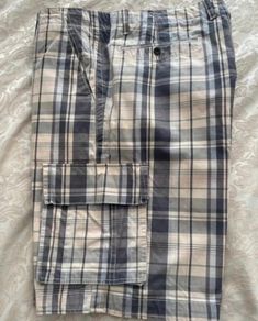 McGregor McG Men's Plaid Cargo Shorts - Size 40 - Navy, Pink & Cream Check