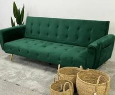 Luxury Velvet Sofa Bed with Golden Legs green