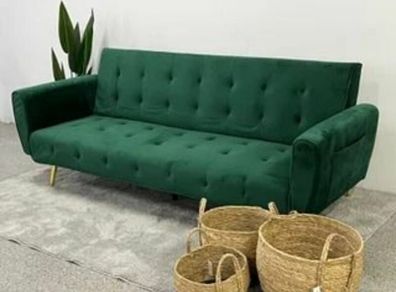 Luxury Velvet Sofa Bed with Golden Legs green