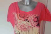 Deep pale pink printed top size UK12 EU40 Postage included