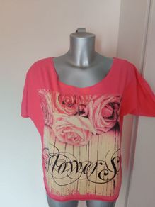 Deep pale pink printed top size UK12 EU40 Postage included