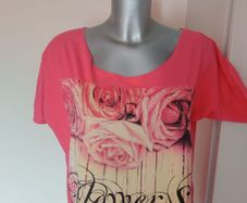 Deep pale pink printed top size UK12 EU40 Postage included