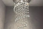 Elegant Spiral Crystal Chandelier Lights, A1A9 Clear K9 Crystal Raindrop LED Ceiling Lights Chrome Flush Mount Pendant Lamp Fixture for Livingroom Dining Room Hallway Stairway Foyer D40cm H80cm