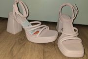 BNWT Stradivarius Nude Pink Platform Block Heels (10cm)