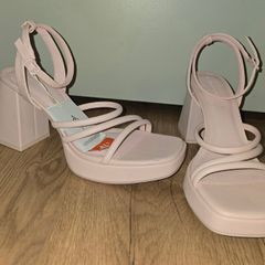 BNWT Stradivarius Nude Pink Platform Block Heels (10cm)