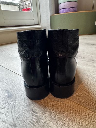 Chanel black leather boots