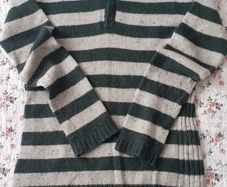 Benetton jumper wool green striped 11 12  years