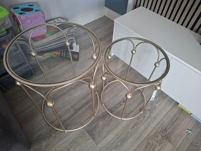 Gold Glass Top Nest of Tables