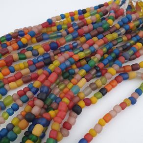 Vintage African Style MultiColor 4-5.5mm Glass Beads Necklace Strands