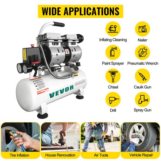 Silent Air Compressor 9/25/30L Portable Oil-free Air Compressor Pump Safe Solenoid Valve Workshop Repair Tire Inflation
