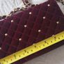 Accessorize burgundy velvet gold stud and chain bag - Rrp 50 Image 2